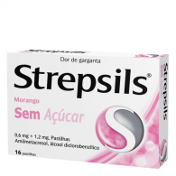 Strepsils Morango sem açúcar, 1,2/0,6 mg x 16 pst